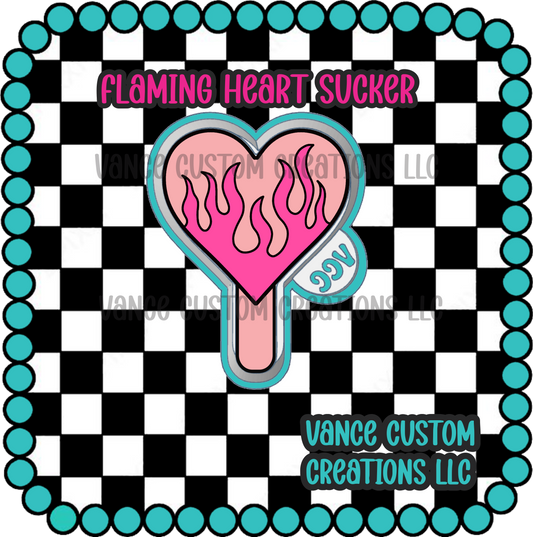 Flaming Heart Sucker Freshie Mold