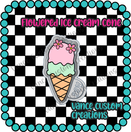Flowered Ice Cream Cone Freshie Mold