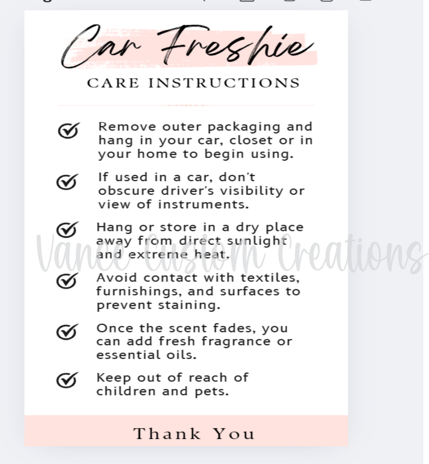 Freshie Care Cards