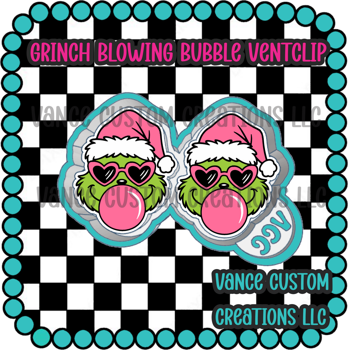 Grinch Blowing Bubble Ventclip Freshie Mold