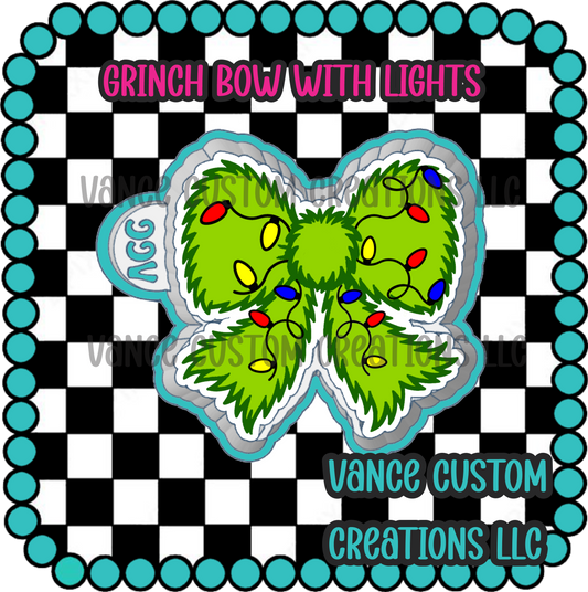 Grinch Bow with Lights Freshie Mold