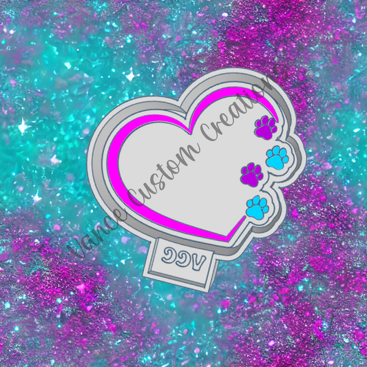Heart with Paw Print Freshie Mold