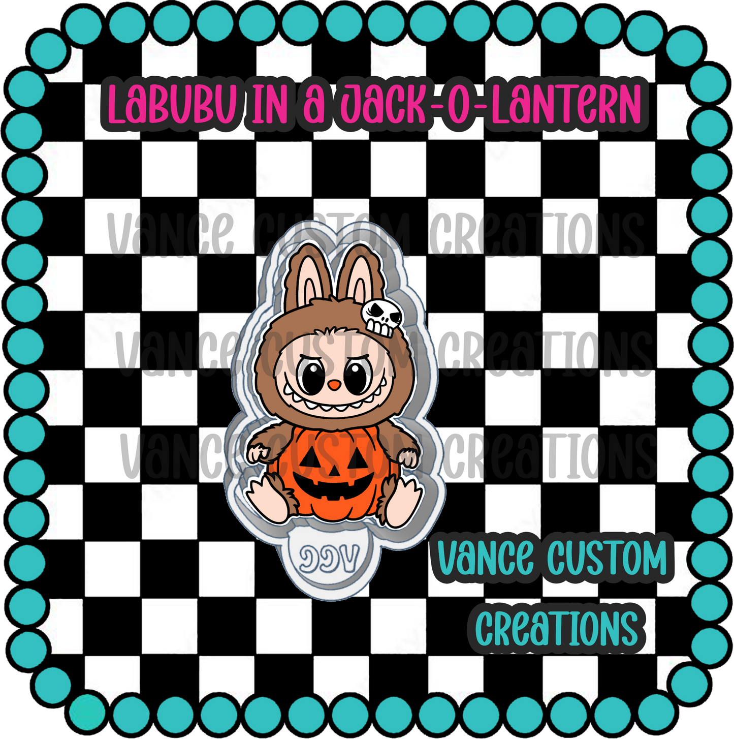 Labubu in a Jack-O-Lantern Freshie Mold