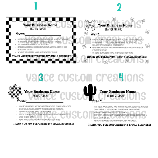 Leather Freshie Business Name Scent Labels