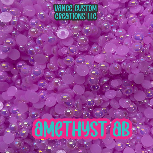 Amethyst AB Flat Back Pearls