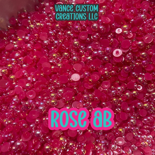 Rose AB Flat Back Pearls