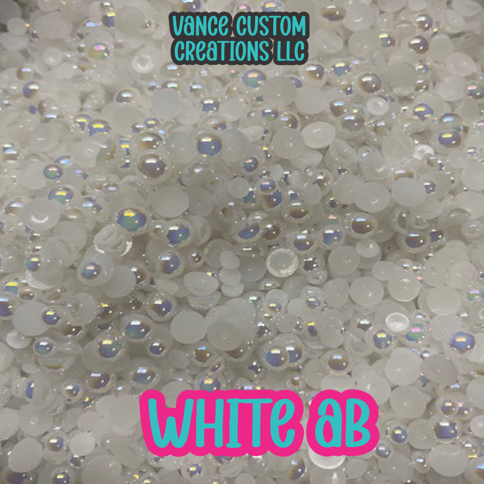 White AB Flat Back Pearls