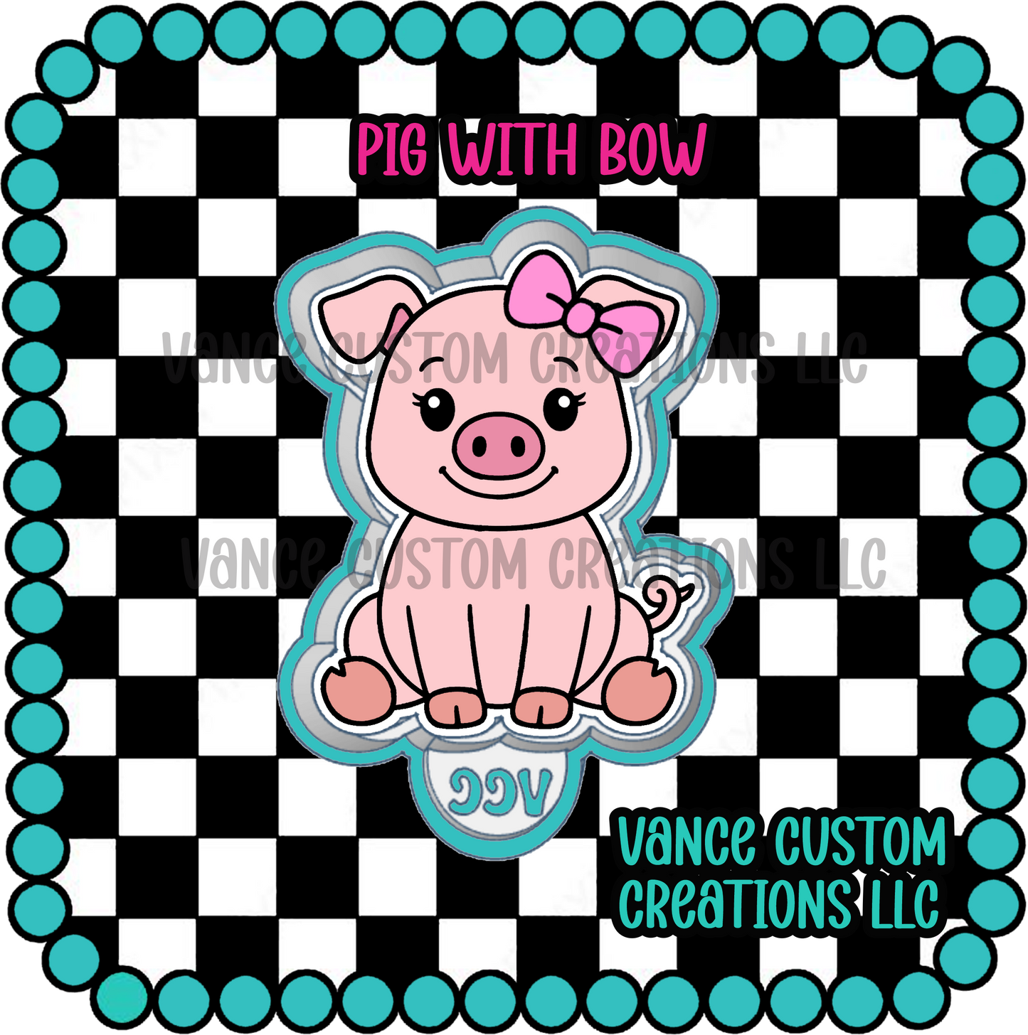 Pig with Bow Freshie Mold