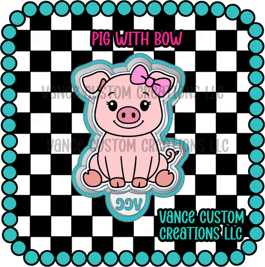 Pig with Bow Freshie Mold