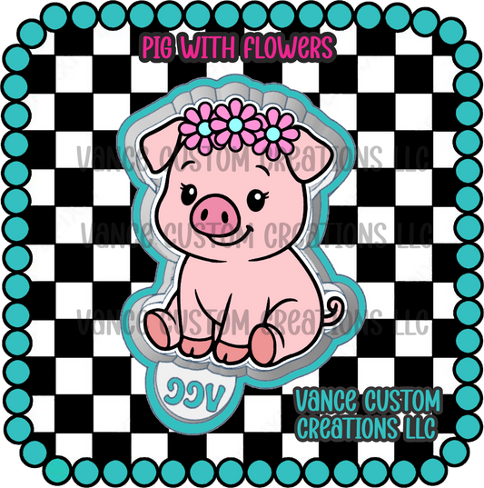 Pig with Flowers Freshie Mold