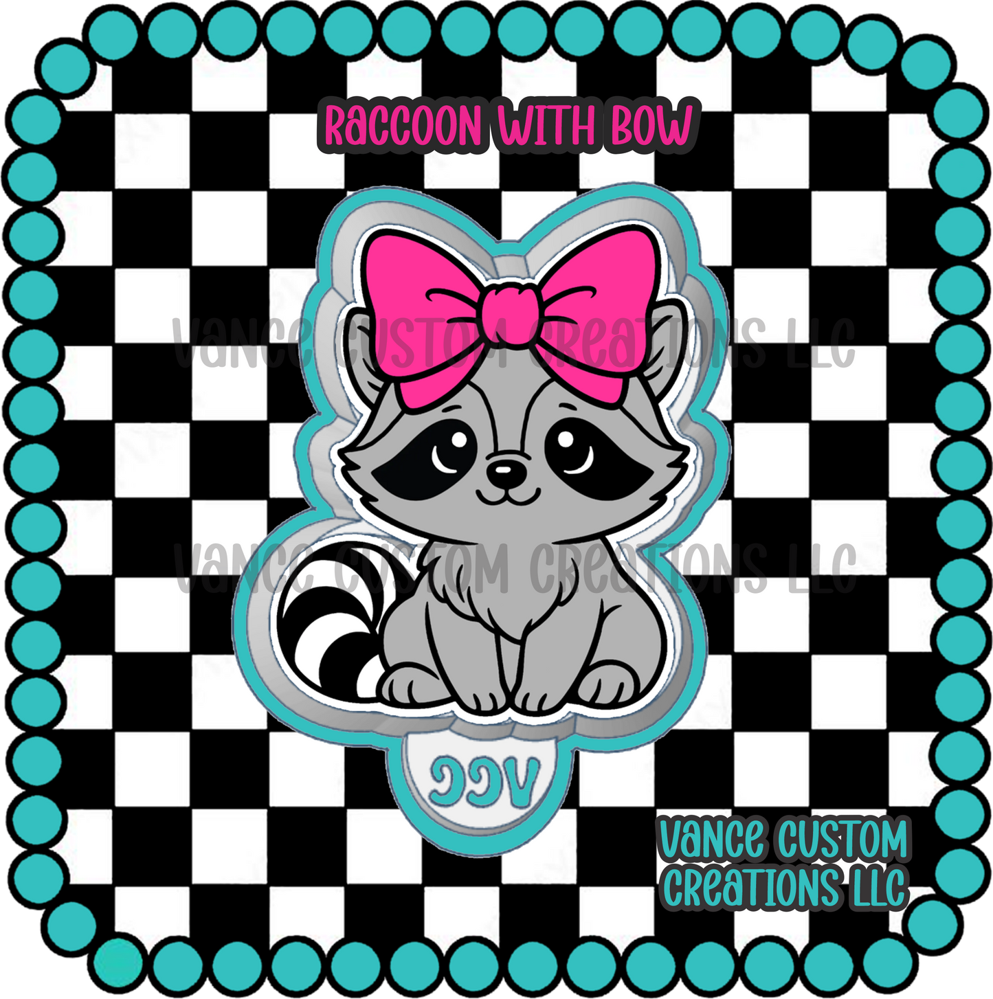 Raccoon with Bow Freshie Mold