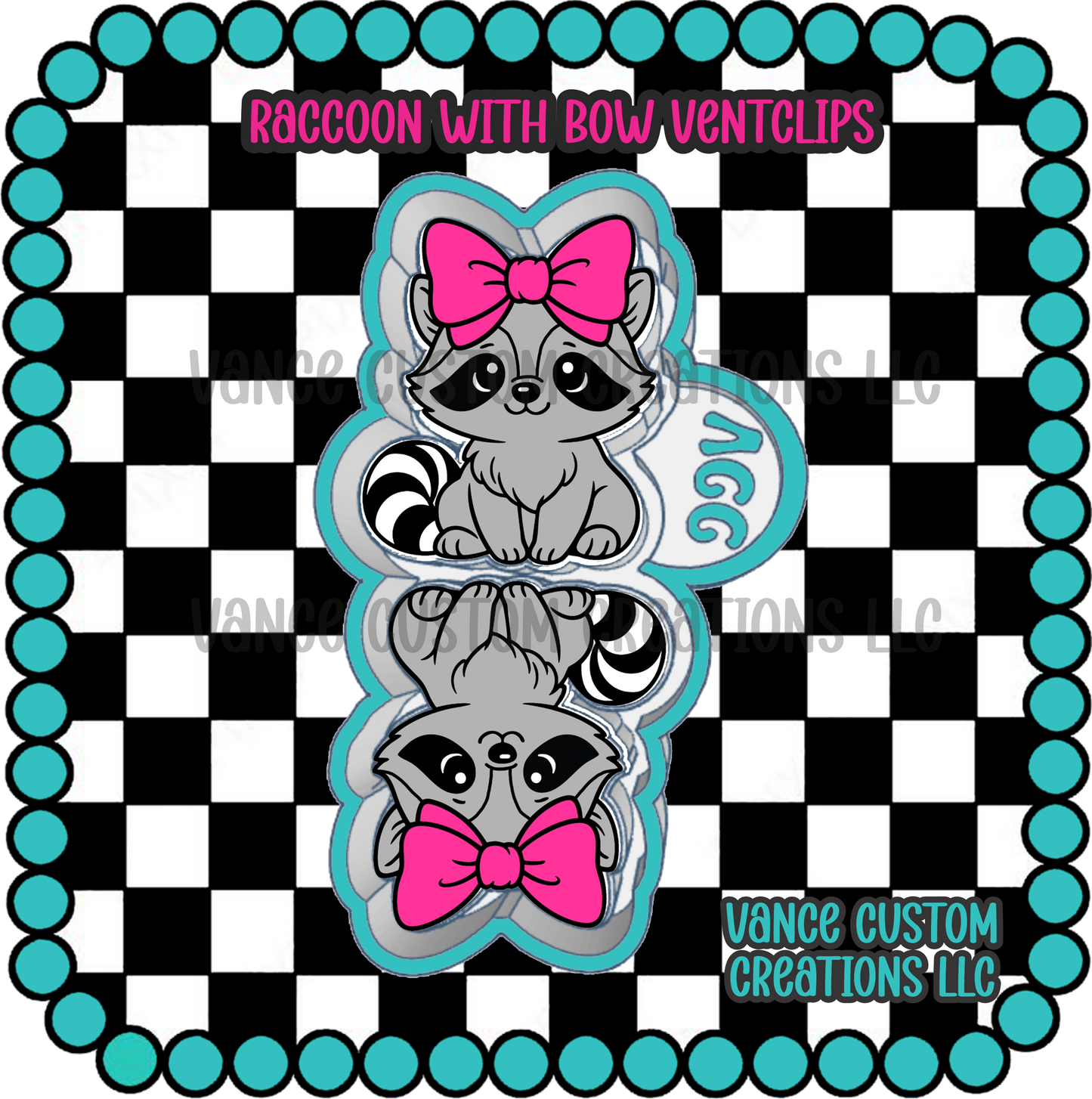 Raccoon with Bow Ventclips Freshie Mold
