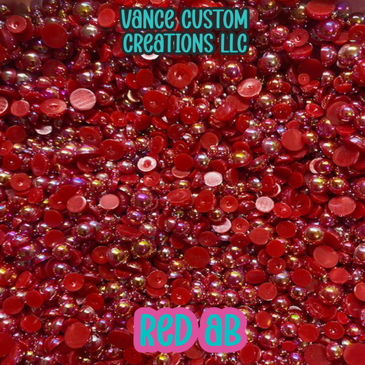 Red AB Flat Back Pearls