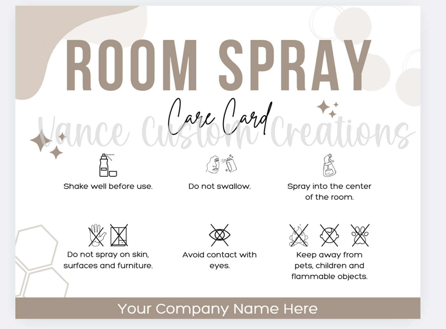 Room Spray Care Card