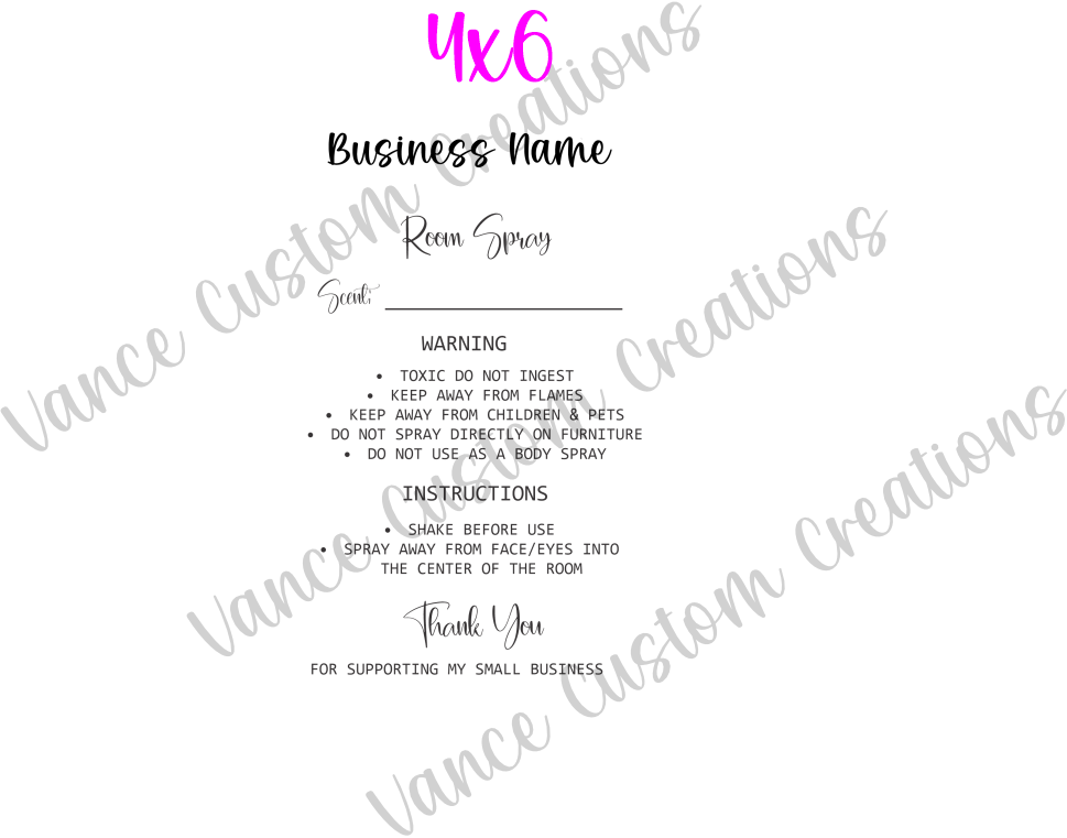 Room Spray Scent Label