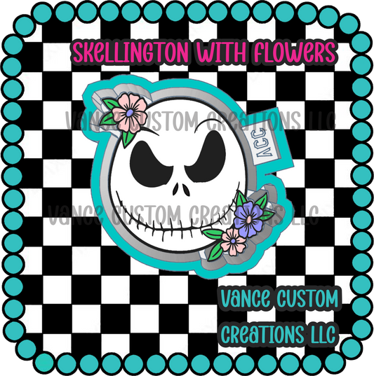 Skellington with Flowers Freshie Mold