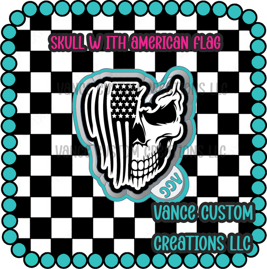Skull with American Flag Freshie Mold