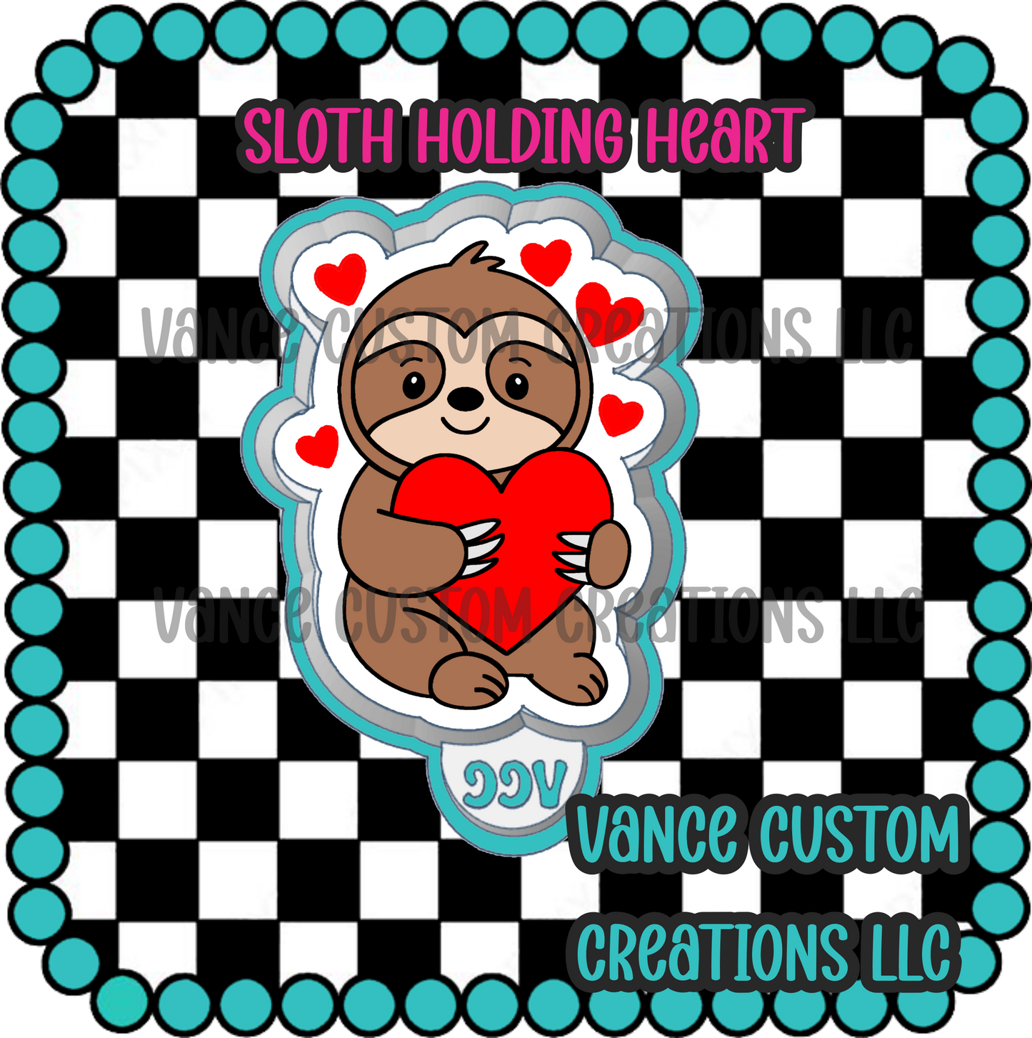 Sloth Holding Heart Freshie Mold