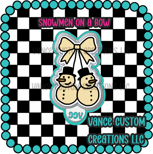 Snowmen on a Bow Freshie Mold