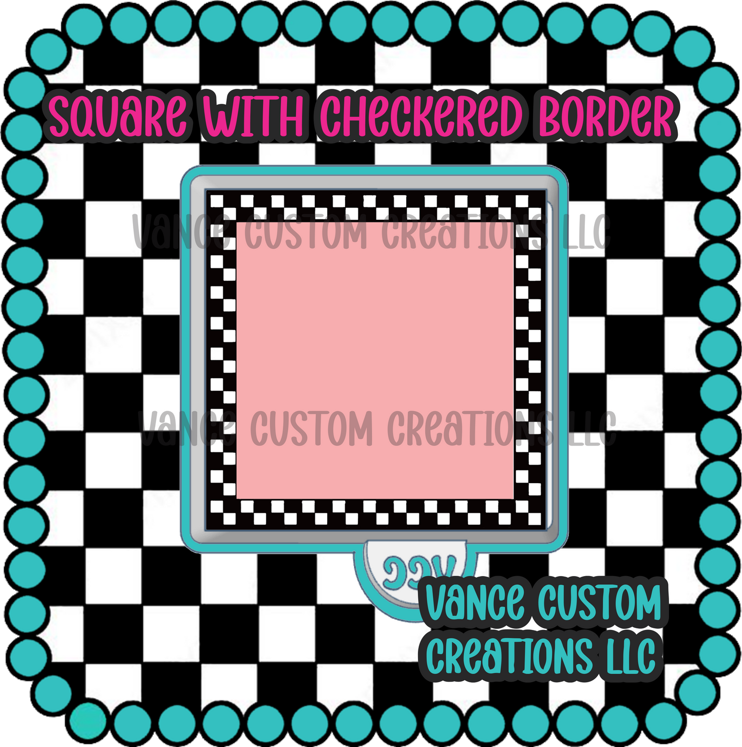 Square with Checkered Border Freshie Mold