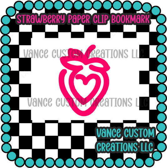 Strawberry Paper Clip Bookmark Blank
