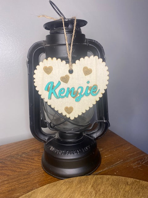 Valentine Heart Wooden Name Tage