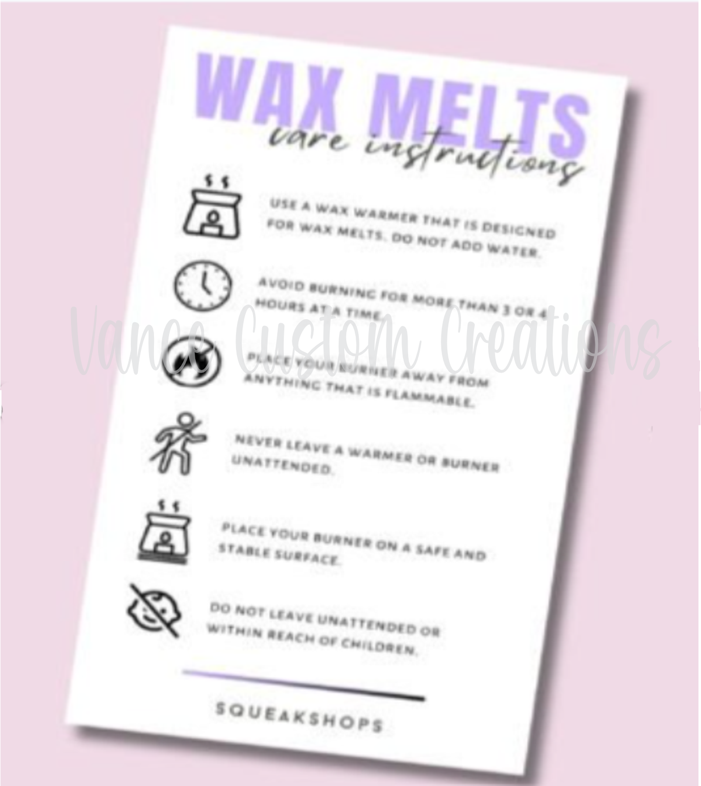 Wax Melt Care Cards
