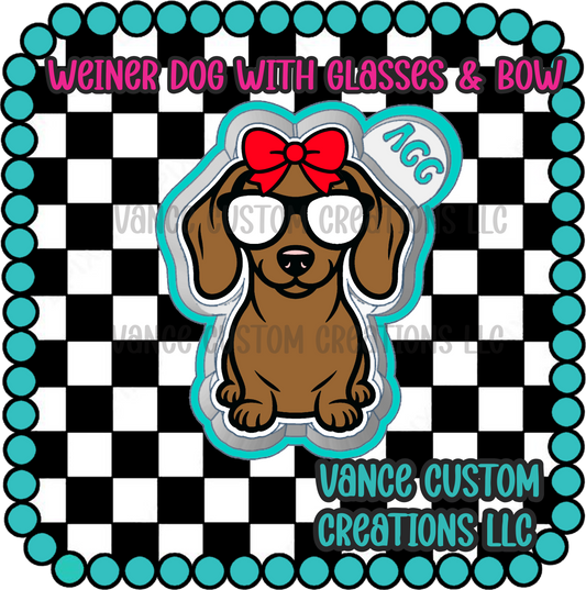 Weiner Dog with Glasses & Bow Freshie Mold