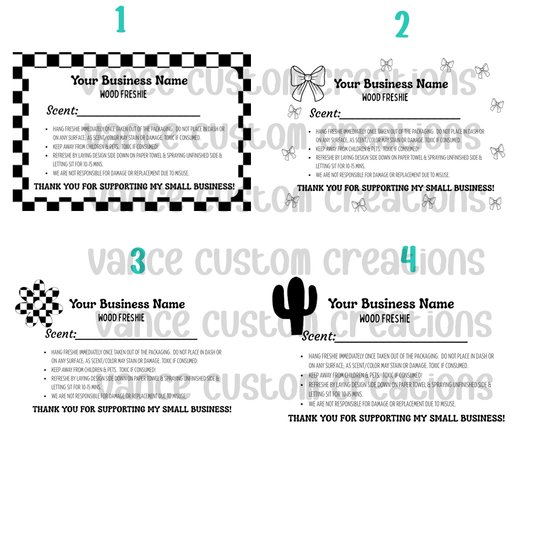 Wood Freshie Business Name Scent Labels