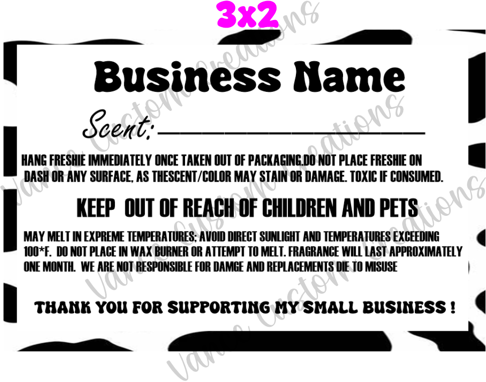 Business Name Scent Labels with Warning