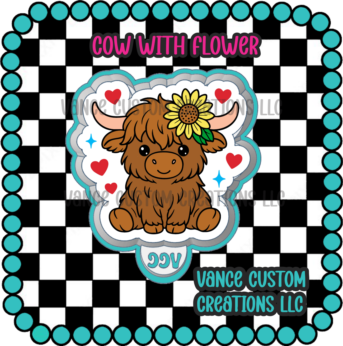 Cow With Flower Freshie Mold