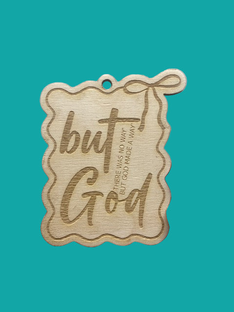 But God Wooden Car Charm