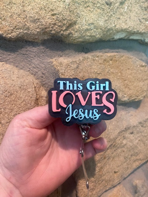 This Girl Loves Jesus 3D Printed Badge Topper