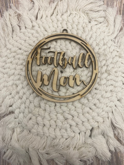 Unfinished Wood Football Mom Charm