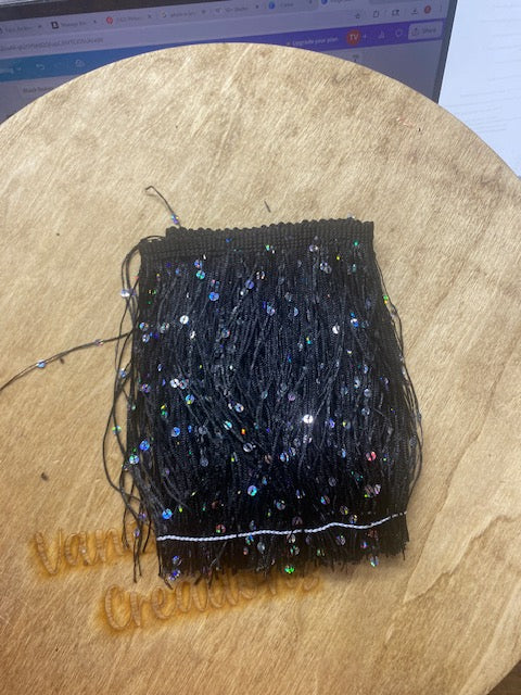 Black Sequin Fringe