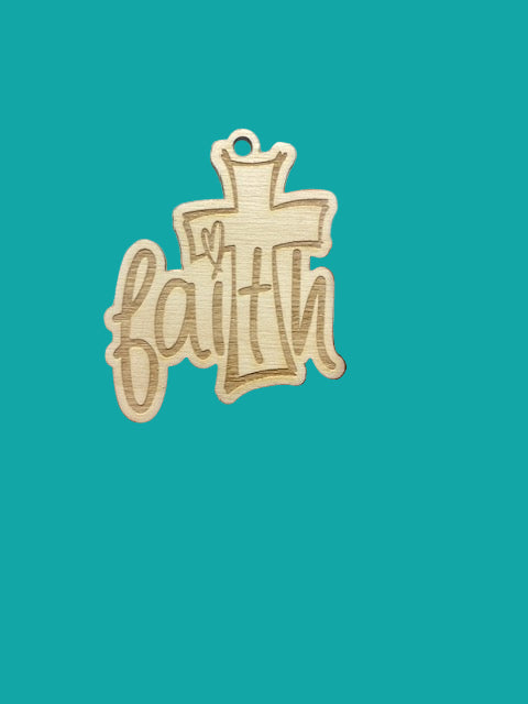Faith Wooden Car Charm
