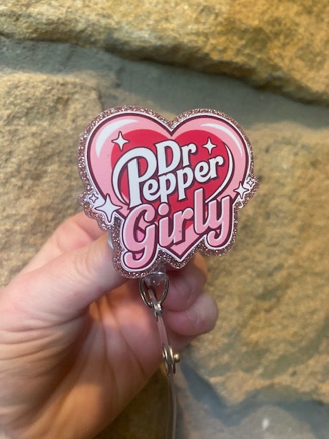 Dr Pepper Girly Acrylic Badge Reel Topper