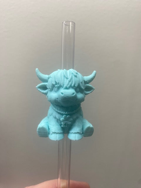 Highland Cow Straw Topper