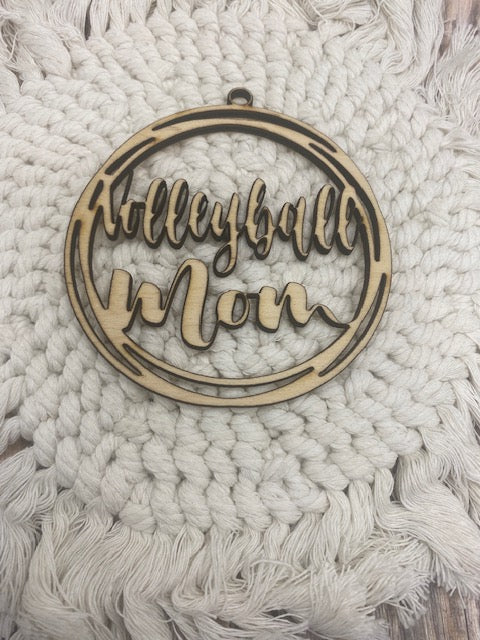 Unfinished Wood Volleyball Mom Charm