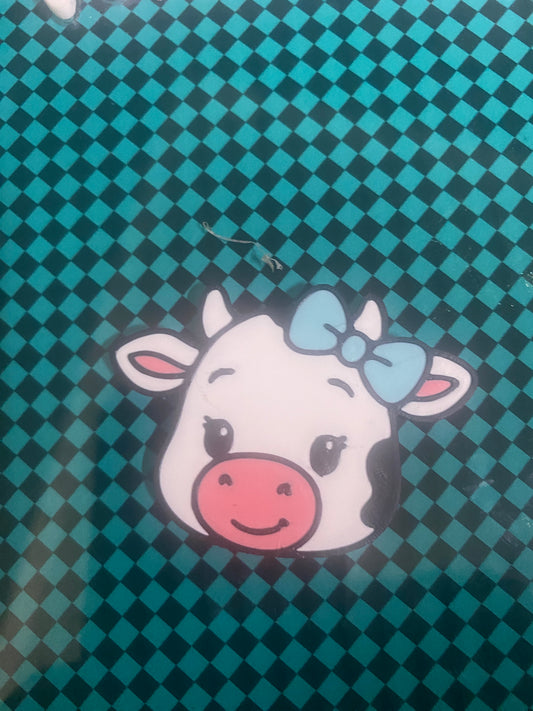Cow with Bow 3D Printed Badge Topper