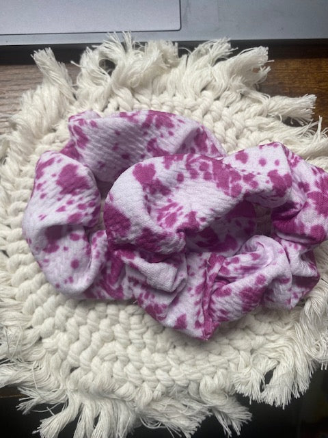 Purple Cow Print Scrunchie