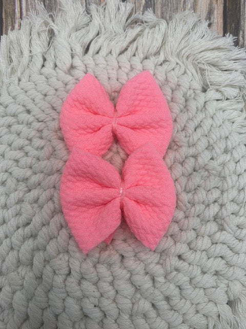 2in Bullet Bow-Neon Pink