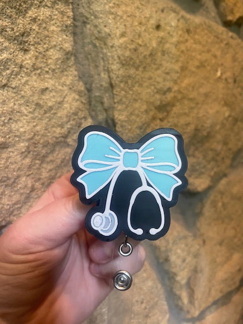 Stethoscope with Bow 3D Printed Badge Topper