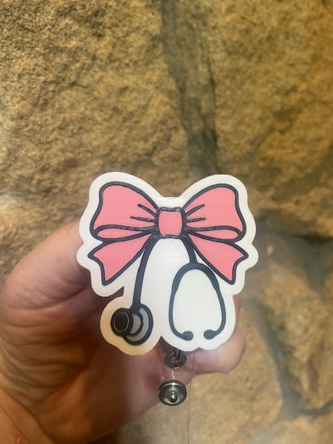 Stethoscope with Bow 3D Printed Badge Topper
