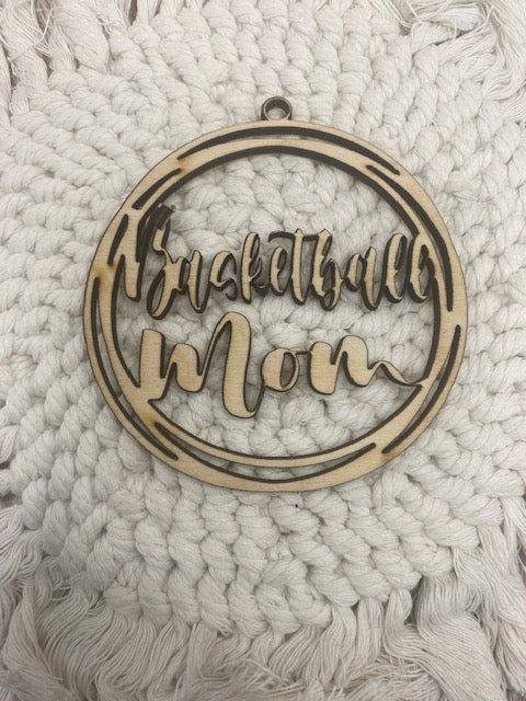 Unfinished Wood Basketball Mom Charm