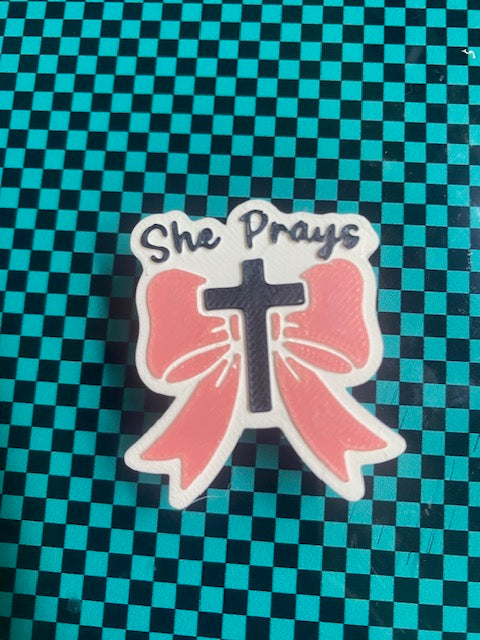 She Prays Straw Topper
