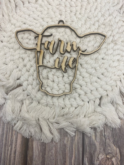Unfinished Wood Farm Life Charm