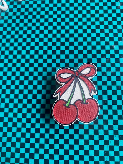 Cherries with Bow Straw Topper