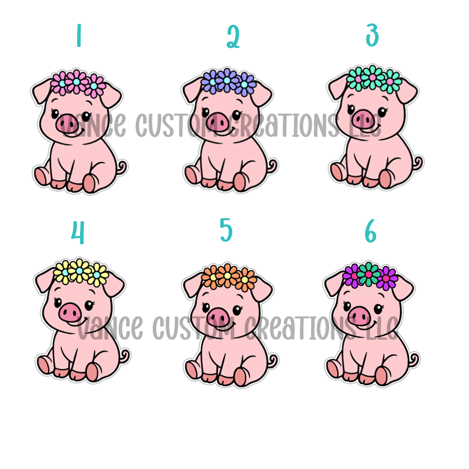 Pig with Flowers Cardstock